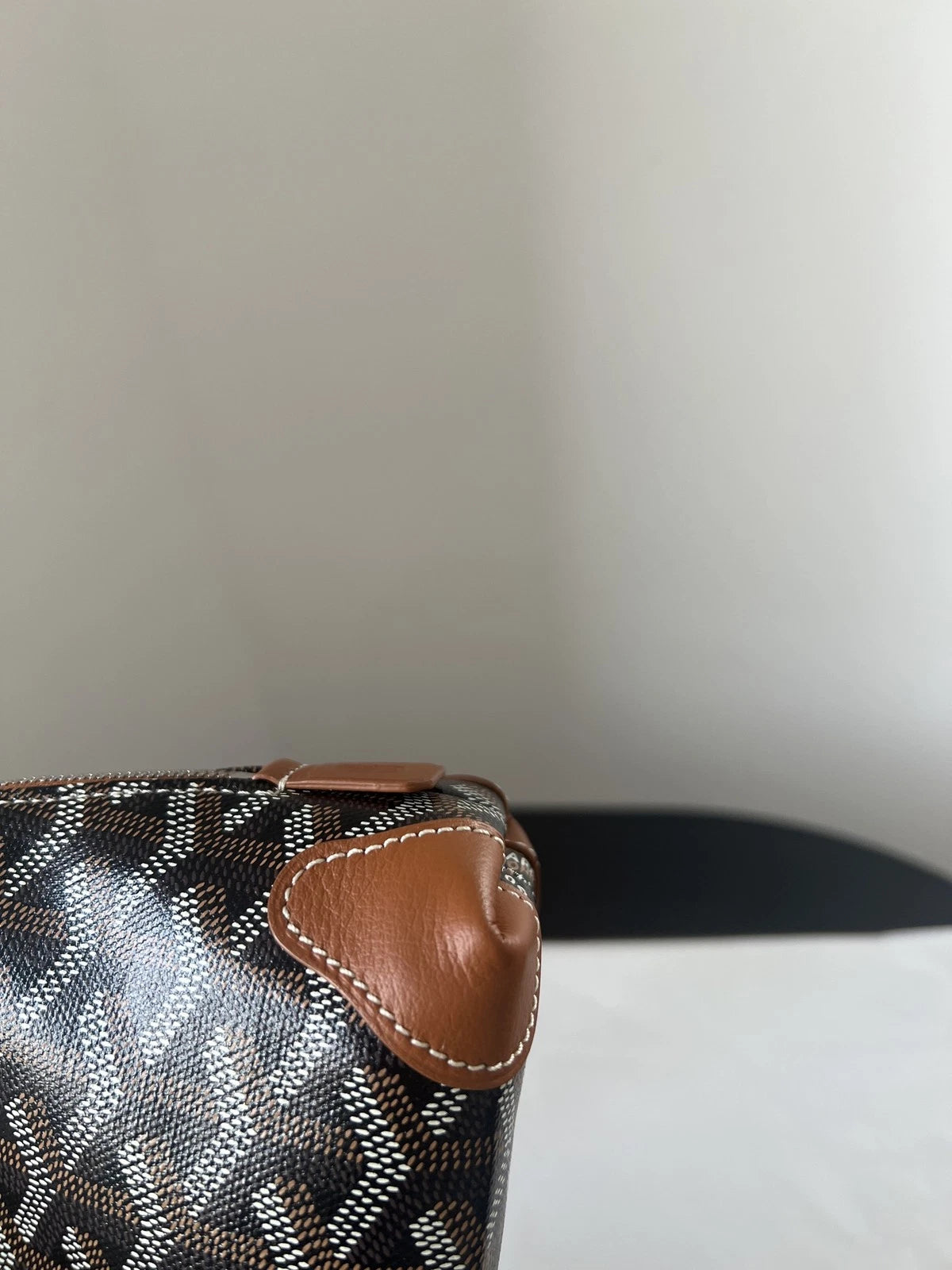 Goyard Shell Pouch Monogram Brown Canvas Leather Women Classic