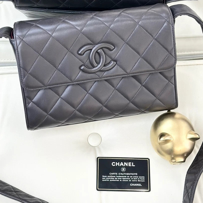 Chanel So Black Lambskin Diamond Shoulder Crossbody Bag Black Women S