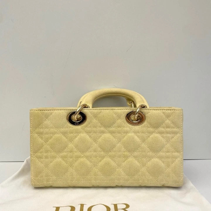 Dior D-Joy Medium Yellow Denim Shoulder Bag For Women