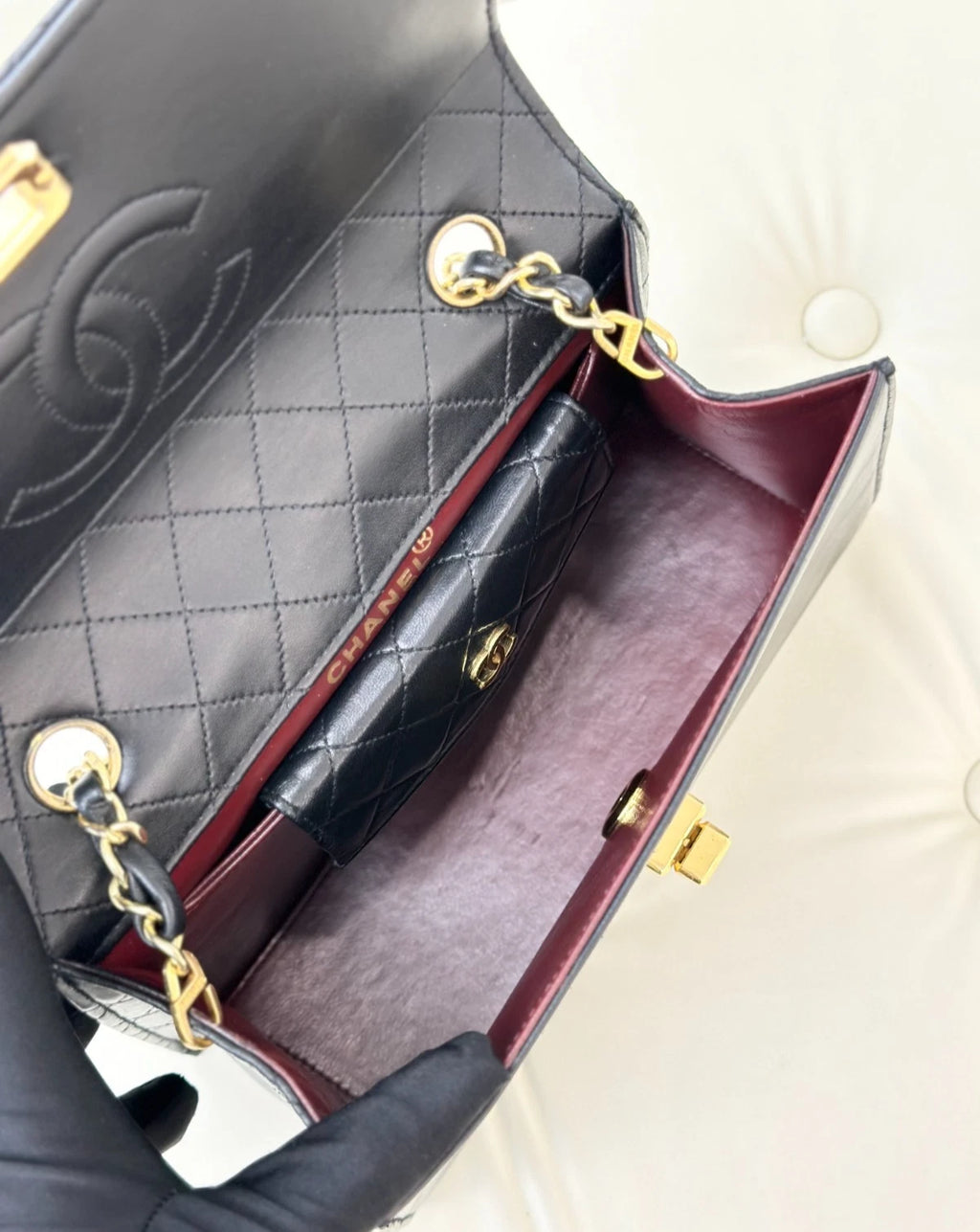 Chanel Classic Flap Vintage Lambskin Shoulder Bag Gold Hardware Women S