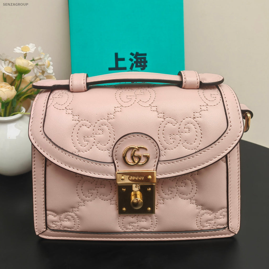 Gucci GG Matelassé Chain Shoulder Bag Pink Gold - Fashion Women's Handbag