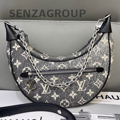 Louis Vuitton Denim Loop Moon Bag Black Silver Hardware Monogram