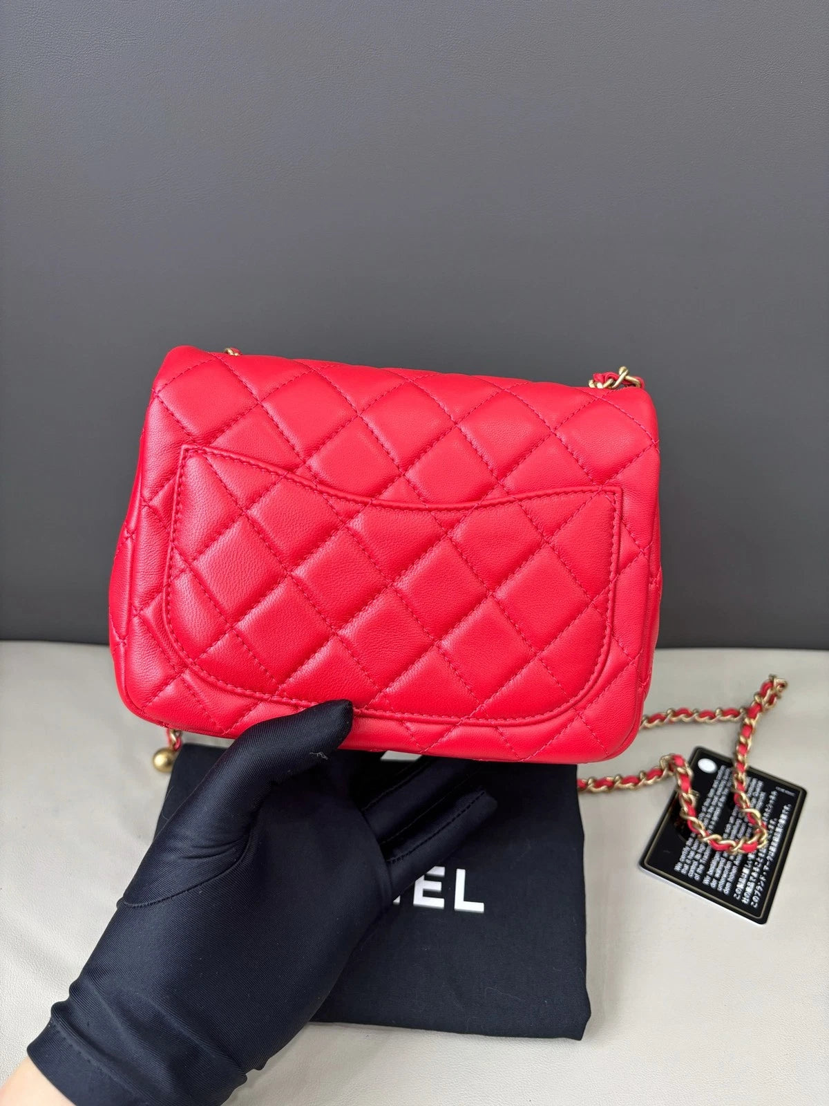 Chanel Square Mini Flap Crossbody Bag Water Red