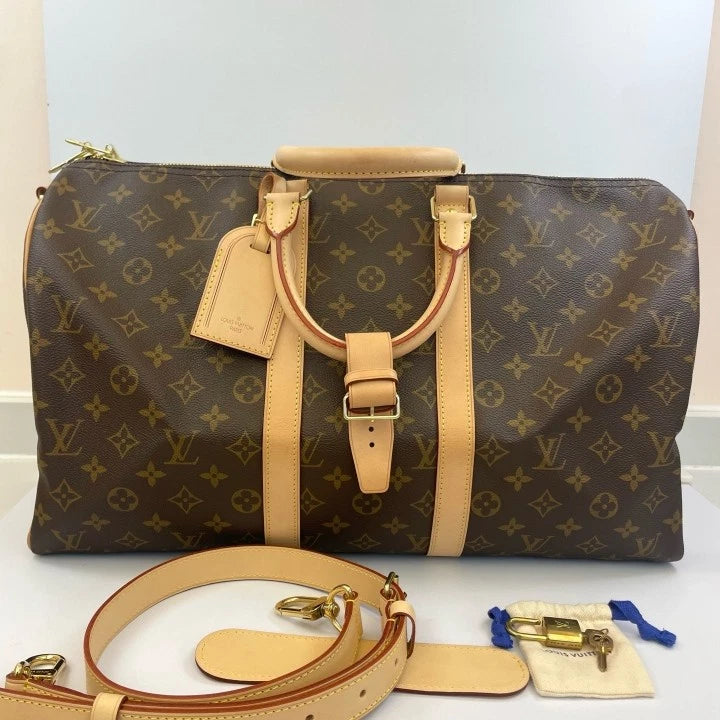 Louis Vuitton Canvas Keepall45 Travel Top Handle Bag For Women
