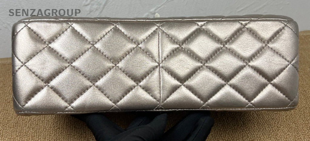 Chanel 2.55 Chain Shoulder Bag Crossbody Champagne Silver Women Classic