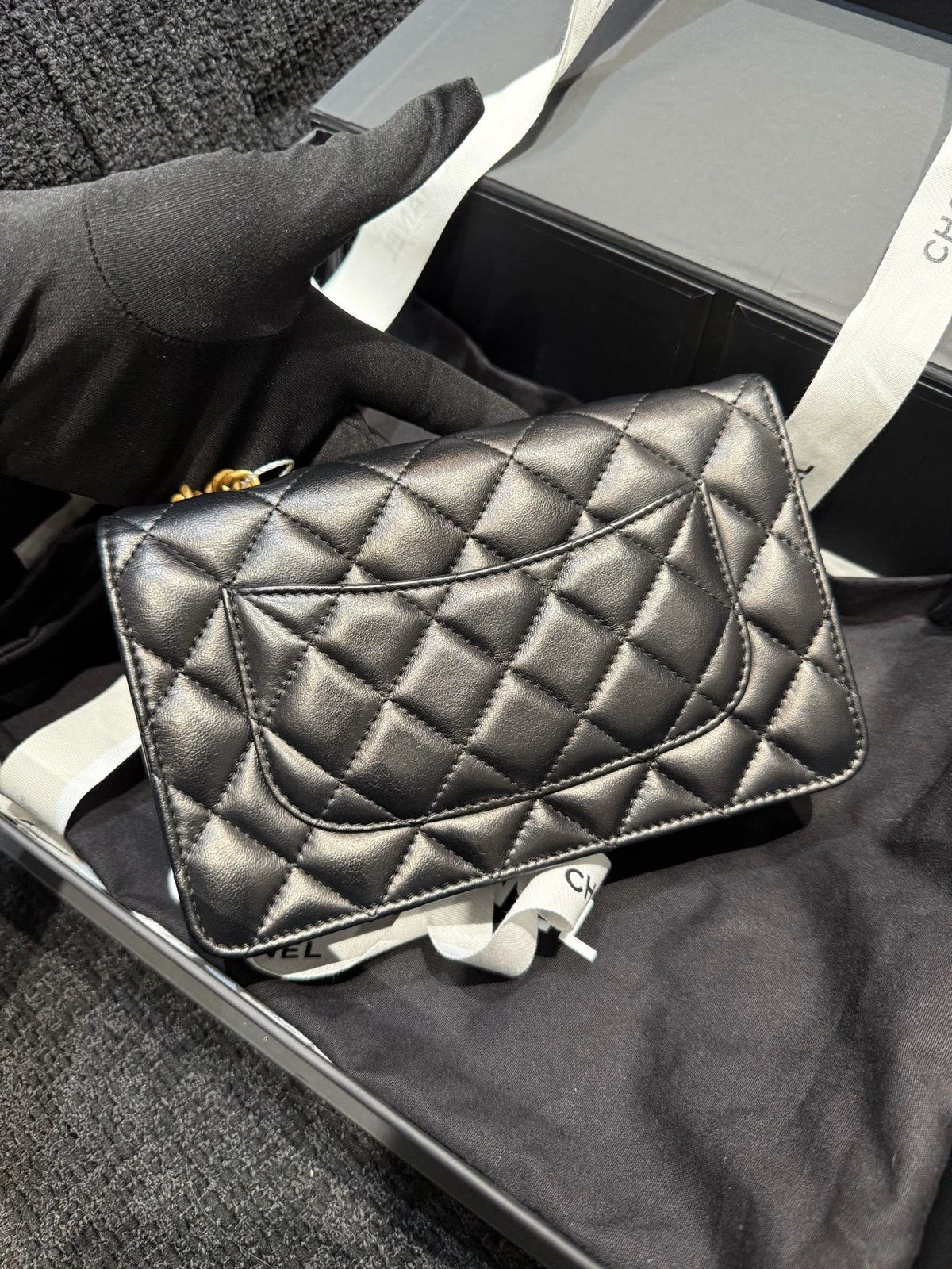 New CHANEL Gold Pillar Adjustable WOC Crossbody Bag For Women