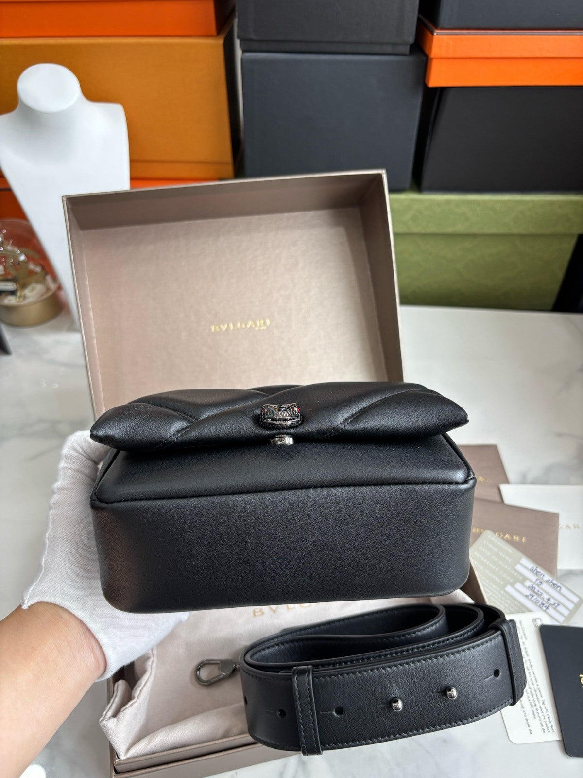 Bvlgari Serpenti Cabochon Shoulder bag Chain Strap Almost Brand NEW Women