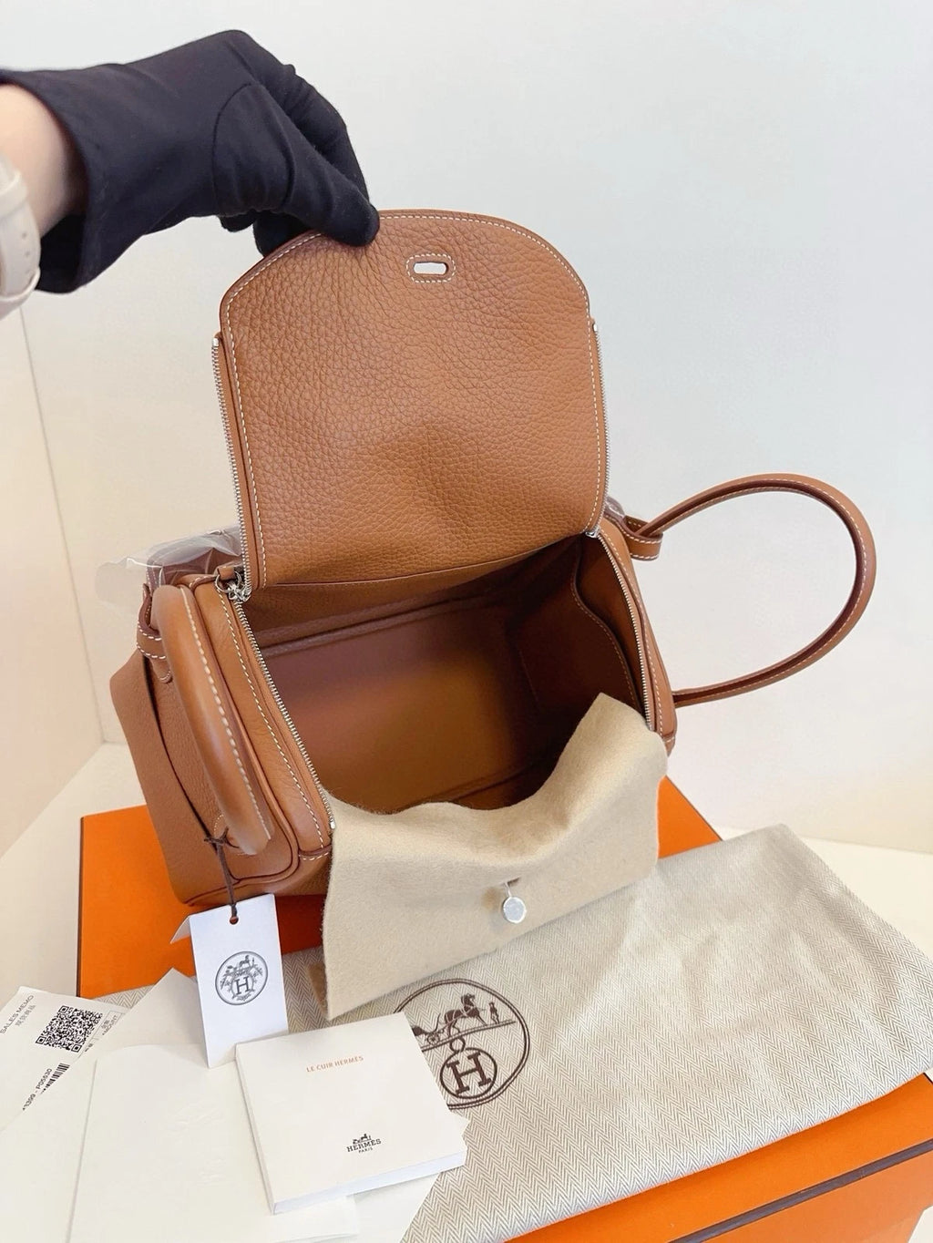 Hermes Lindy26 Brown Silver Handbag Shoulder Bag For Women