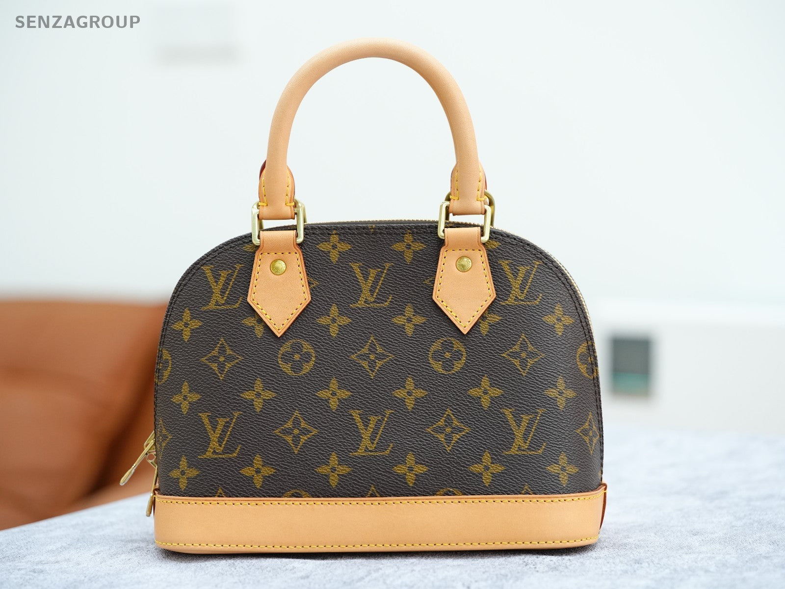 Louis Vuitton Alma bb Monogram Top Handle 2way Shoulder Handbag Women Brown