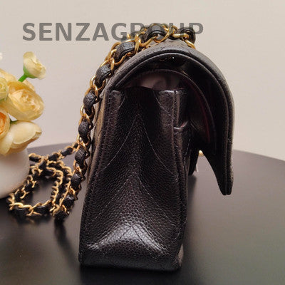 Chanel Classic Flap Small Quilted Chain Shoulder Bag Black Gold