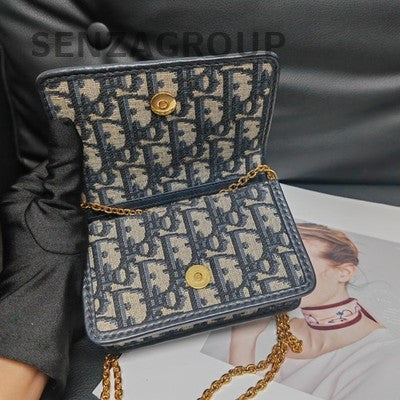 Dior Montaigne Nano Monogram Chain Shoulder Bag Black Gold Women's