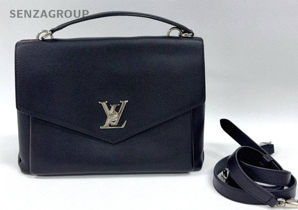 Louis Vuitton Lockme Tote Calfskin Top Handle Shoulder Crossbody Bag Women Black