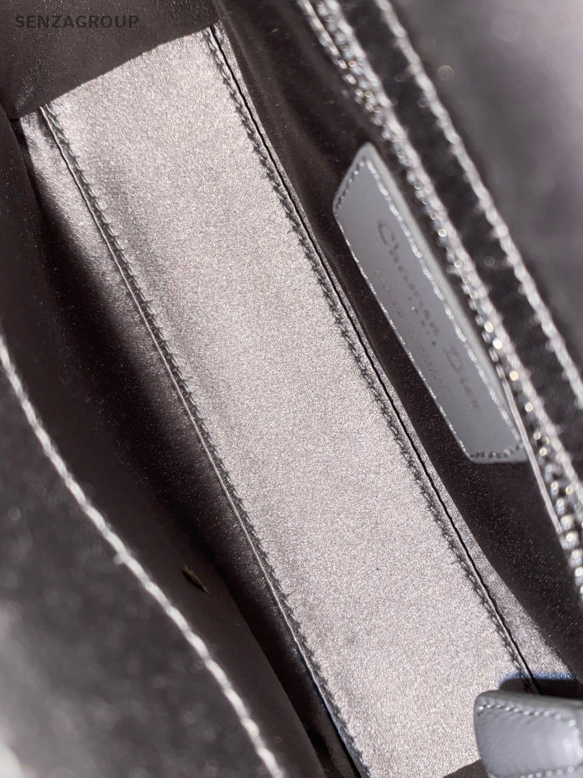 Christian Dior Lady Dior 2Way Gray Silver Top Handle Bag Crossbody Women Classic