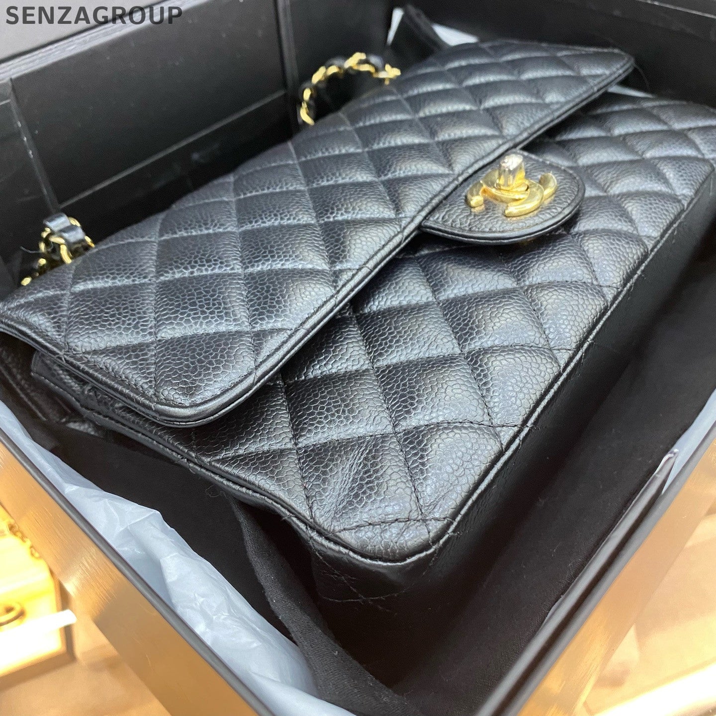 Chanel Classic Flap Black Caviar Medium Chain Shoulder Bag