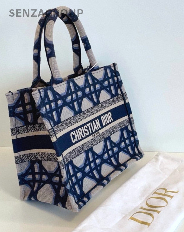 Christian Dior Book Tote PM Wicker check pattern Top Handle bag Women Classic