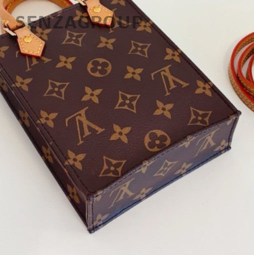 Louis Vuitton Tote Mini Monogram Canvas Top Handle Bag Crossbody Brown Women