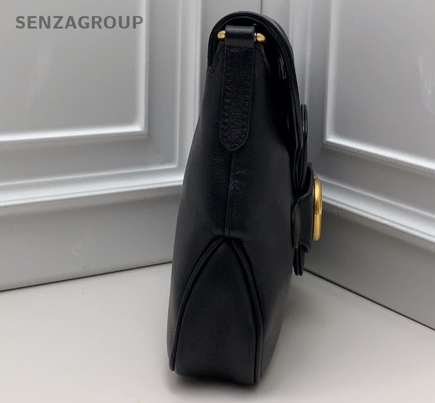 Gucci GG Marmont 2Way Shoulder Bag Crossbody Black Gold Women Classic