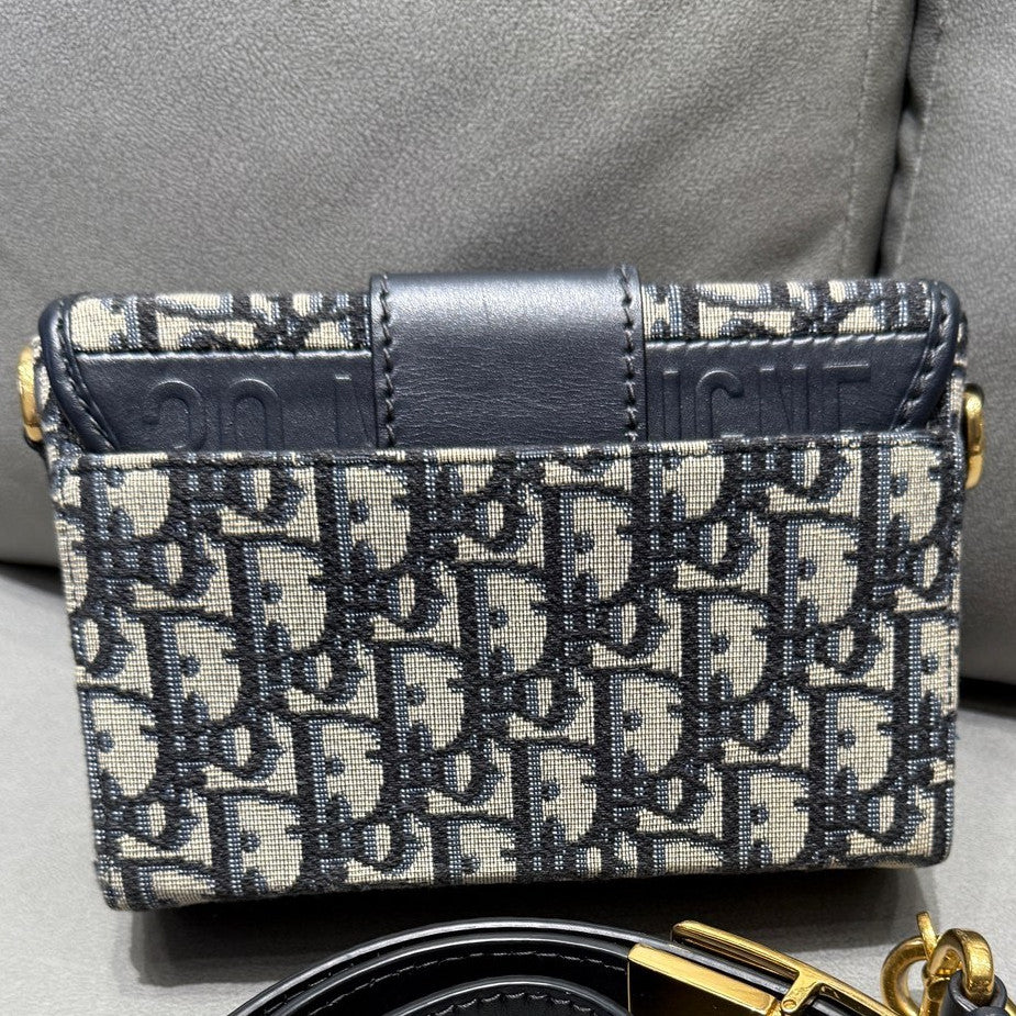 Dior Mini Box Montaigne Oblique Shoulder Crossbody Bag Black Gold