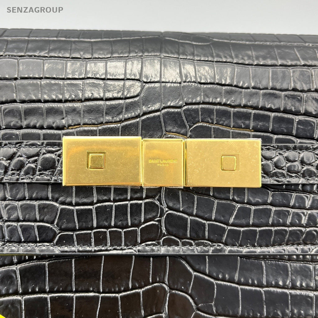 Saint Laurent Manhattan MM Shoulder Bag Crossbody Black Gold Women Classic
