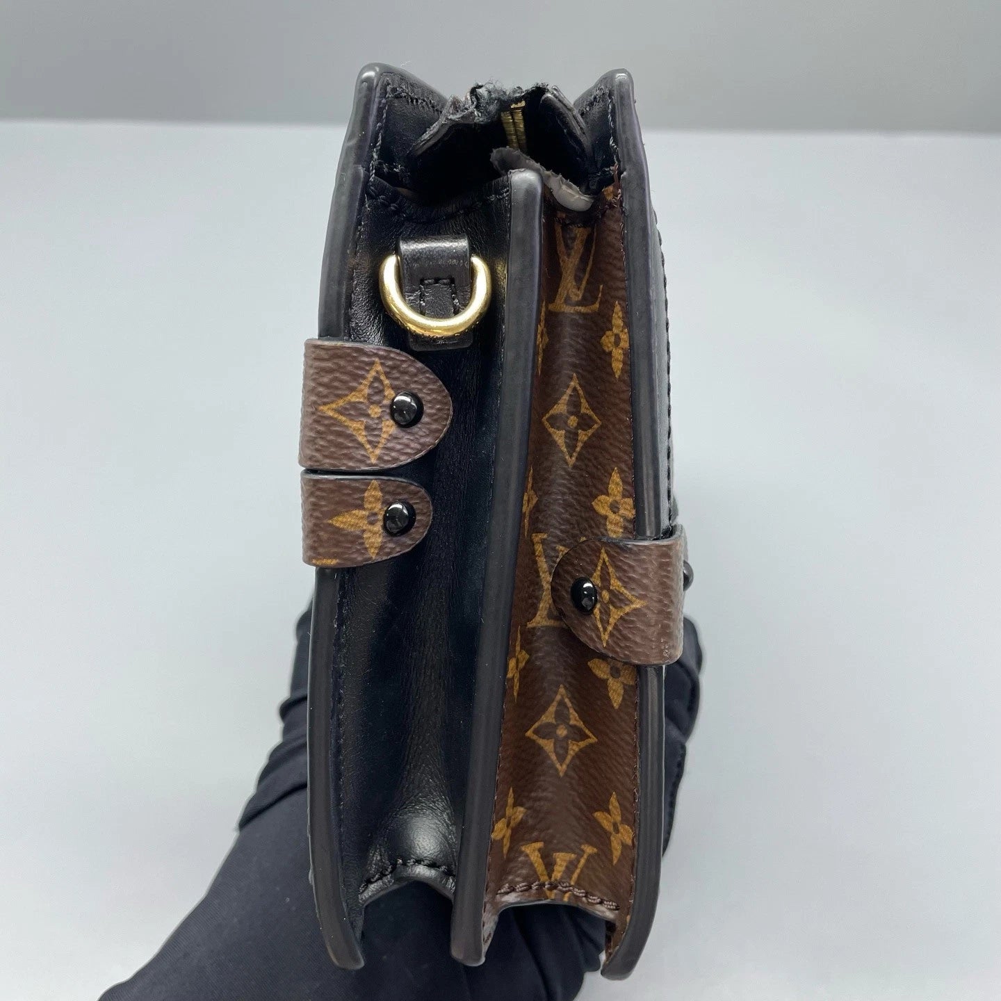 Louis Vuitton Petite Malle Monogram Canvas Shoulder Crossbody Brown GHW