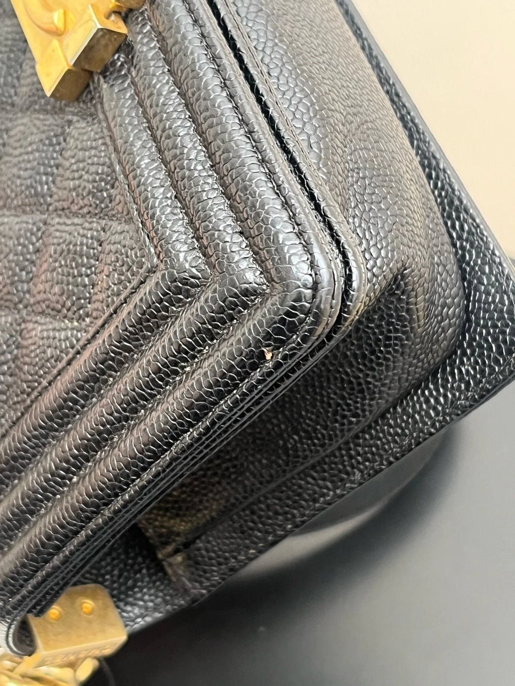 CHANEL LeBoy Small Black Gold Leather Shoulder Bag For Women