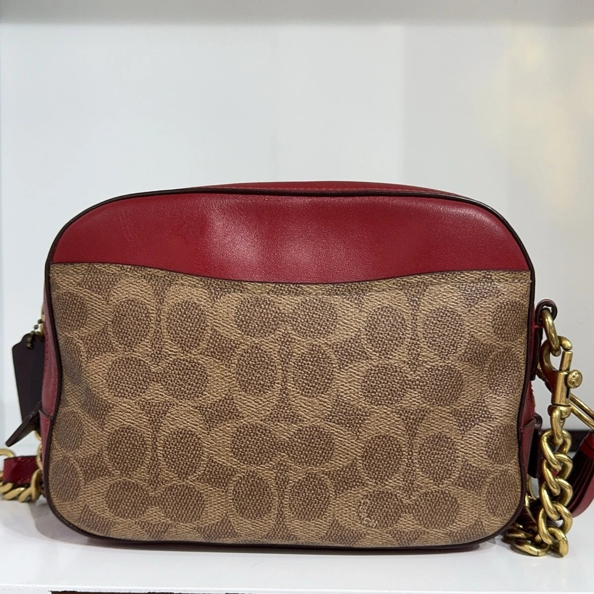 Coach Burgundy Monogram Canvas Crossbody Shoulder Bag For Women