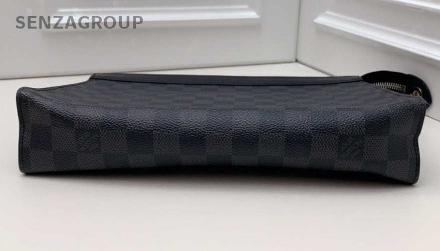 Louis Vuitton Canvas Clutch Handbag Black