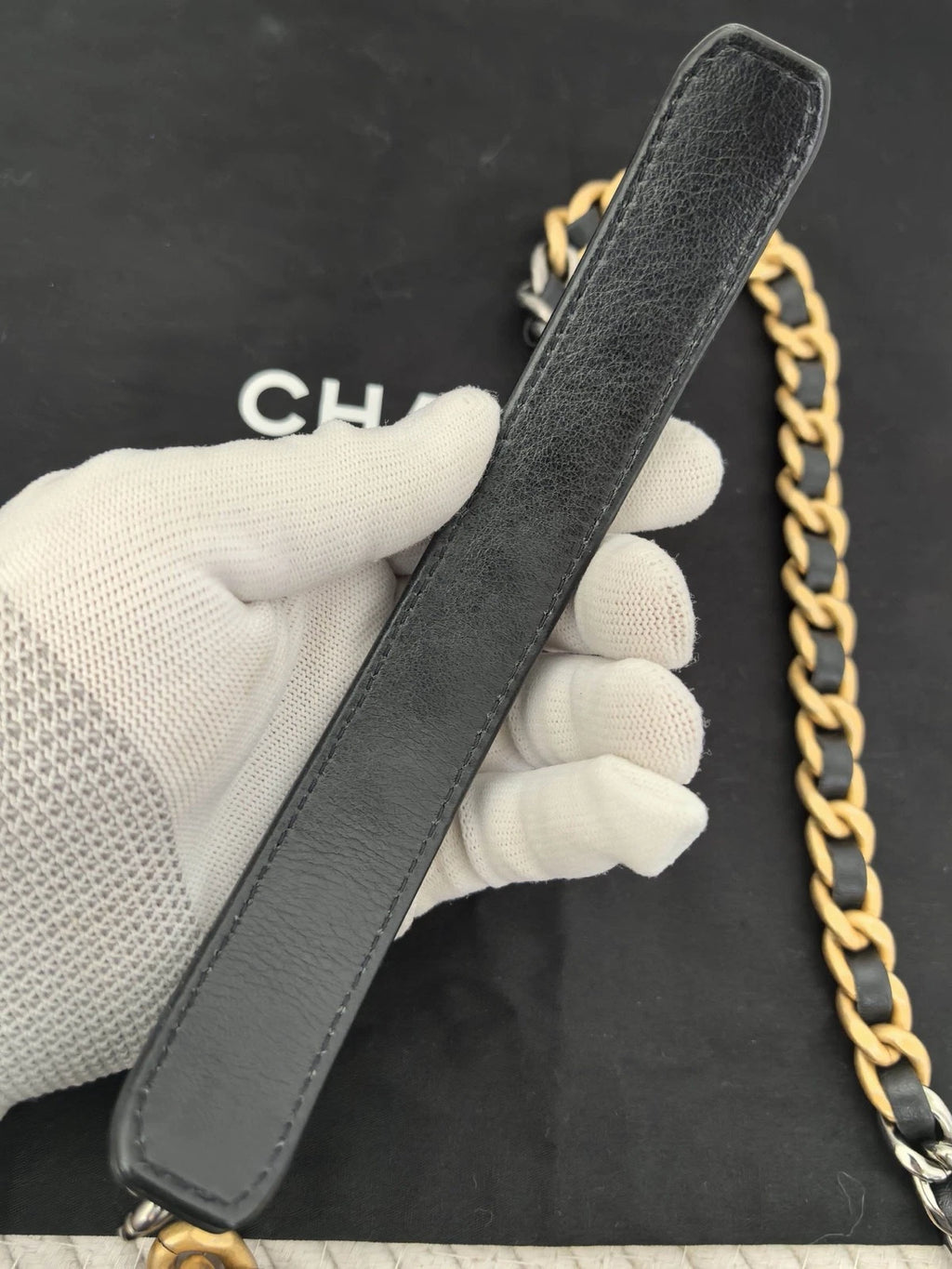Chanel 19 Bag Crossbody Bag Lambskin Black Gold Diamond Women Classic