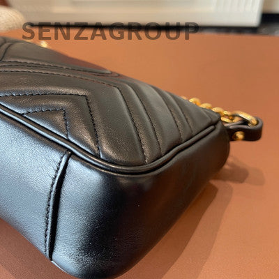 Gucci Marmont 22 Black Gold Chain Shoulder Crossbody Bag Classic Fashion