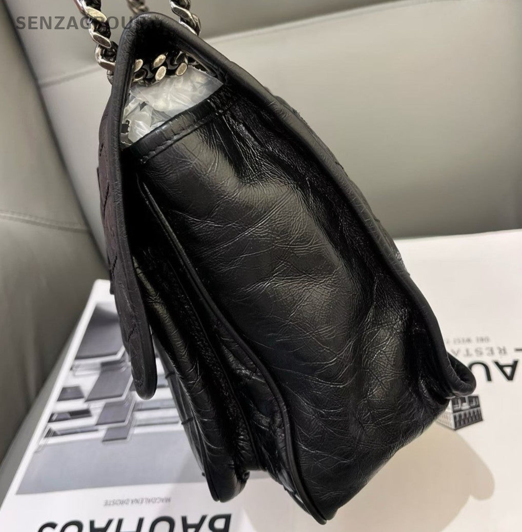 Saint Laurent Niki MM Chain Shoulder Bag Crossbody Black Silver Women Classic