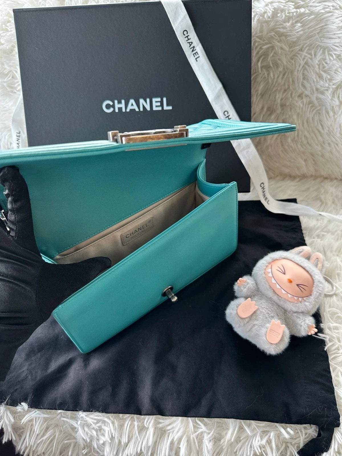 CHANEL Leboy Lambskin Turkish Blue Shoulder Crossbody For Women
