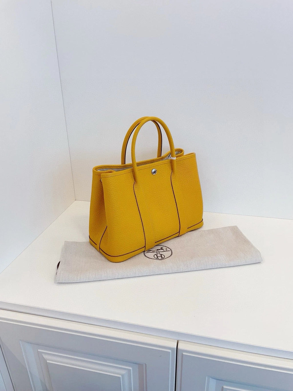 Hermes Garden Party30 Women Tote Bag Yellow Silver