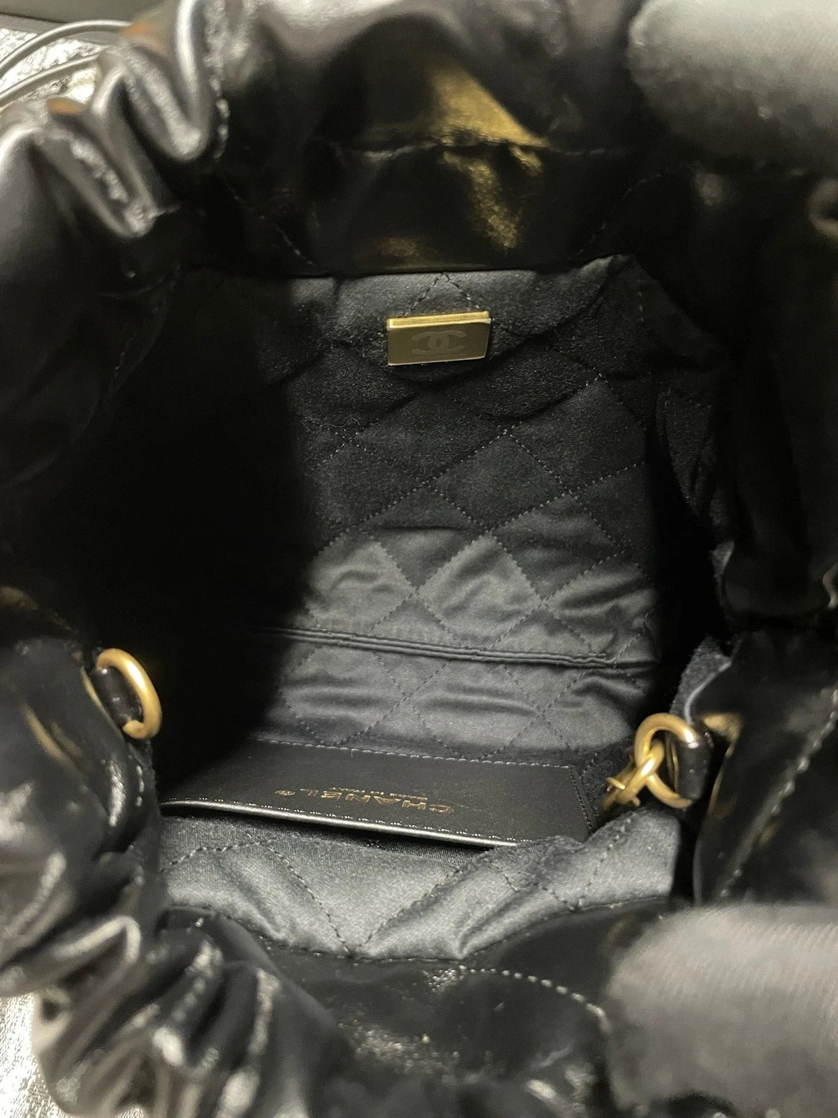 CHANEL 22 Bag Mini Black Gold Detachable Chain Shoulder Bag For Women