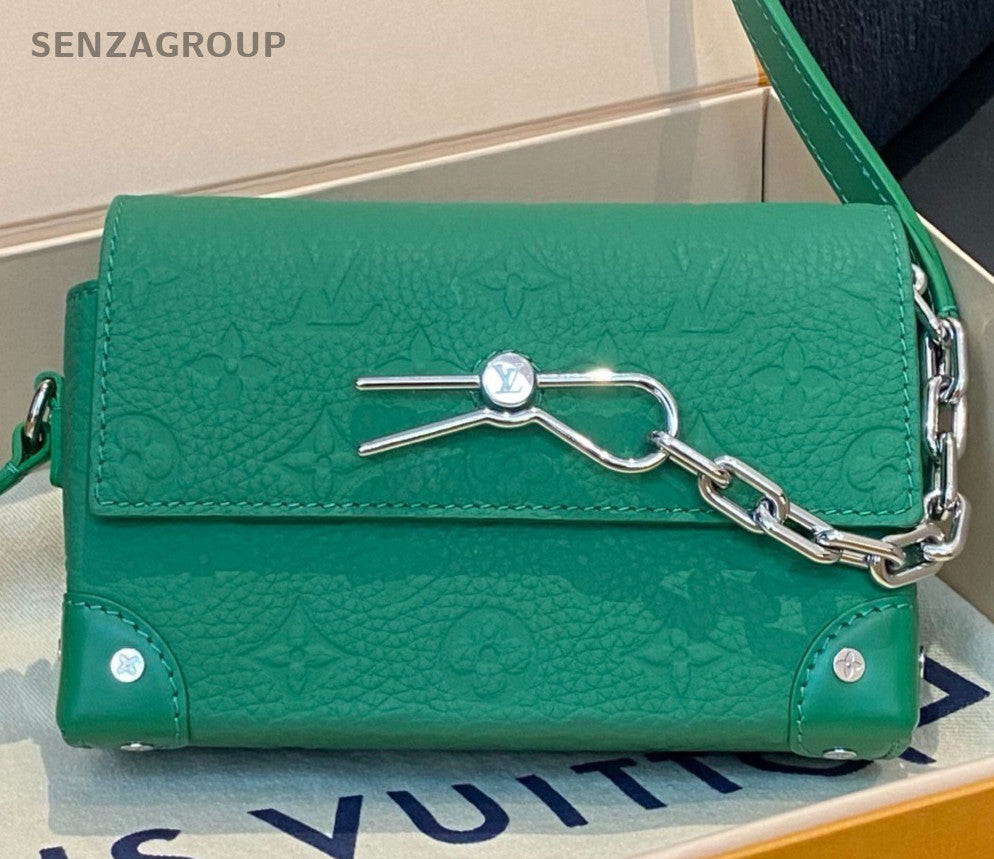 Louis Vuitton Steamer Calfskin Crossbody Green Silver Women Classic Fashion