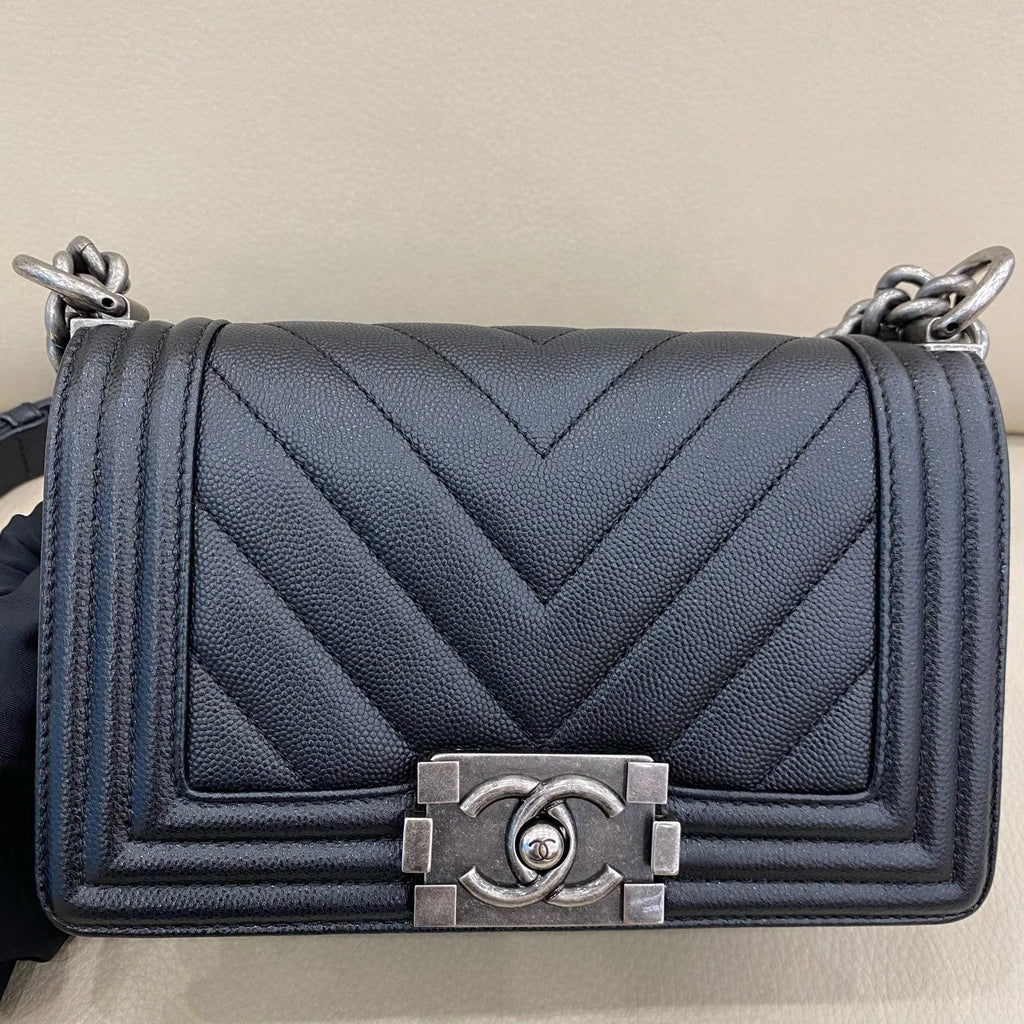 CHANEL LeBoy Small Black Leather Shoulder Bag For Women