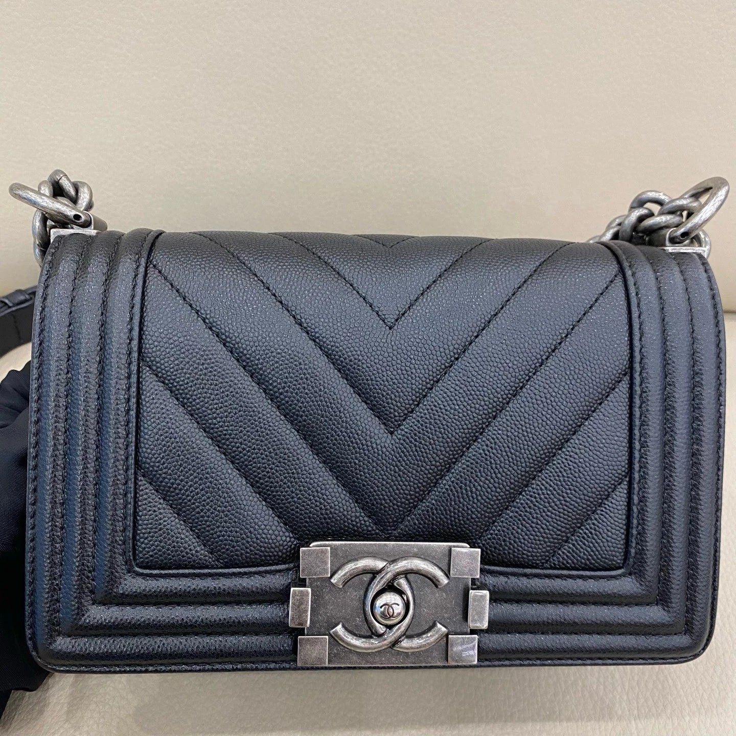 CHANEL LeBoy Small Black Leather Shoulder Bag For Women
