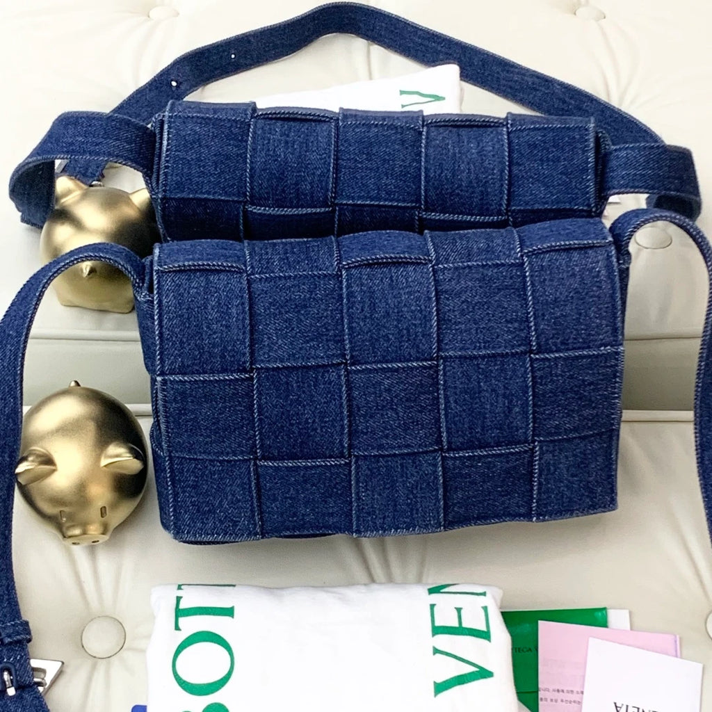 Bottega Veneta Cassette Denim Shoulder Crossbody Bag Blue Women Fashion