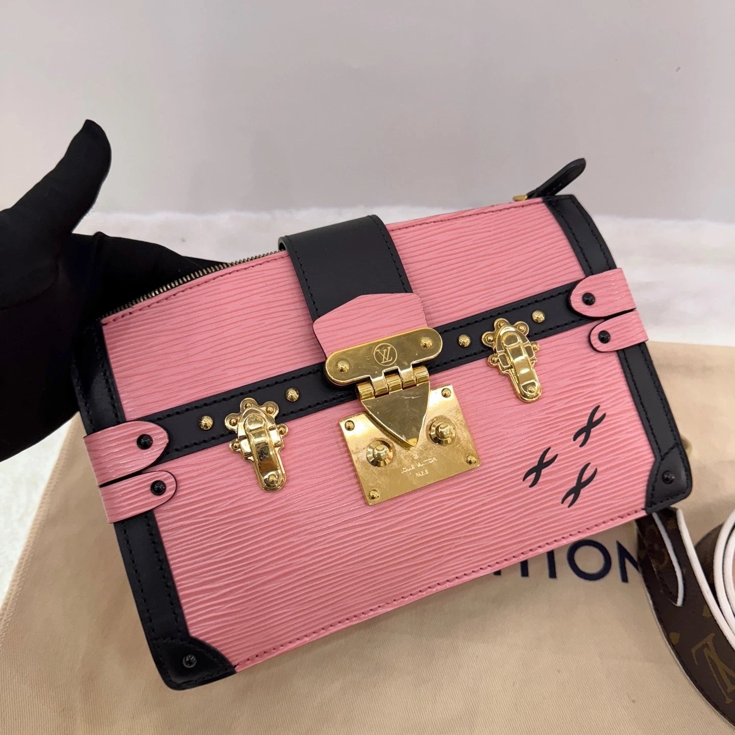 Louis Vuitton Pink Epi Trunk Clutch For Women