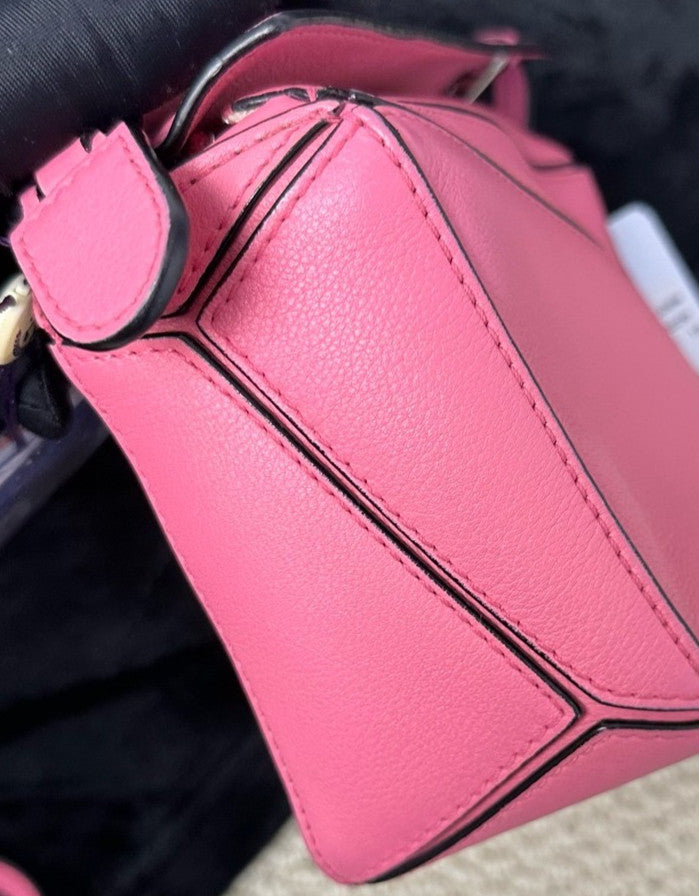 Loewe Mini Puzzle Calfskin 2ways Shoulder Crossbody Bag Classic Pink