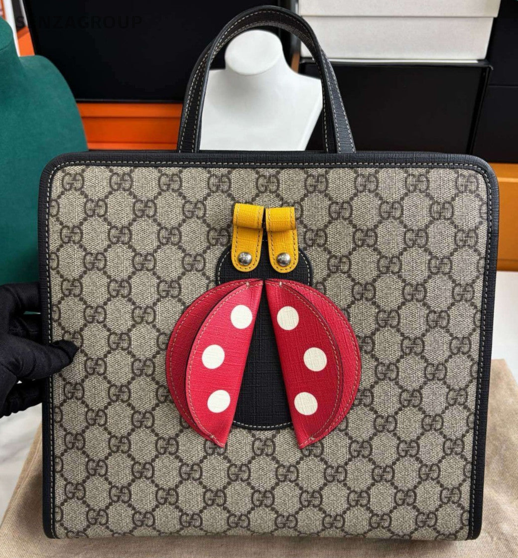 Gucci Tote GG Supreme Top Handle Shoulder Bag Brown Women