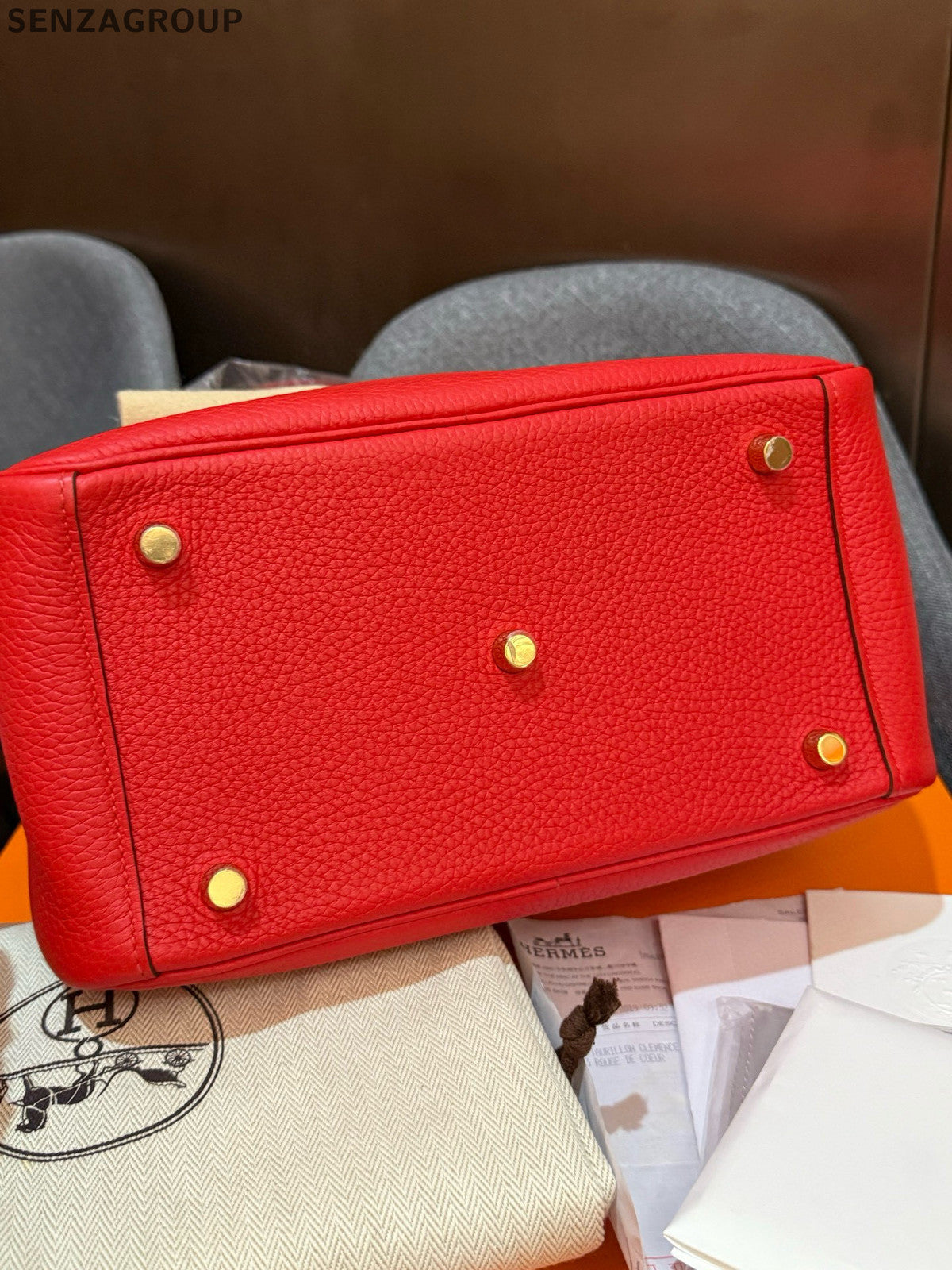 Hermès Lindy 26 Bag Red Gold Hardware Shoulder Tote Classic Women