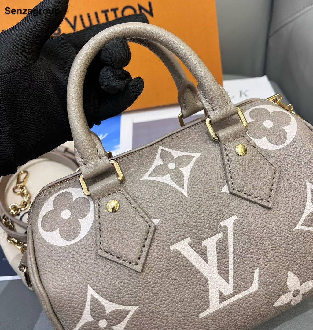 Louis Vuitton Speedy20 Monogram Top Handle Crossbody Gray Gold Women Classic