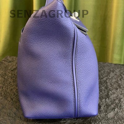 Hermès Blue Silver Large Togo Leather Handbag Women's Fashion Classic