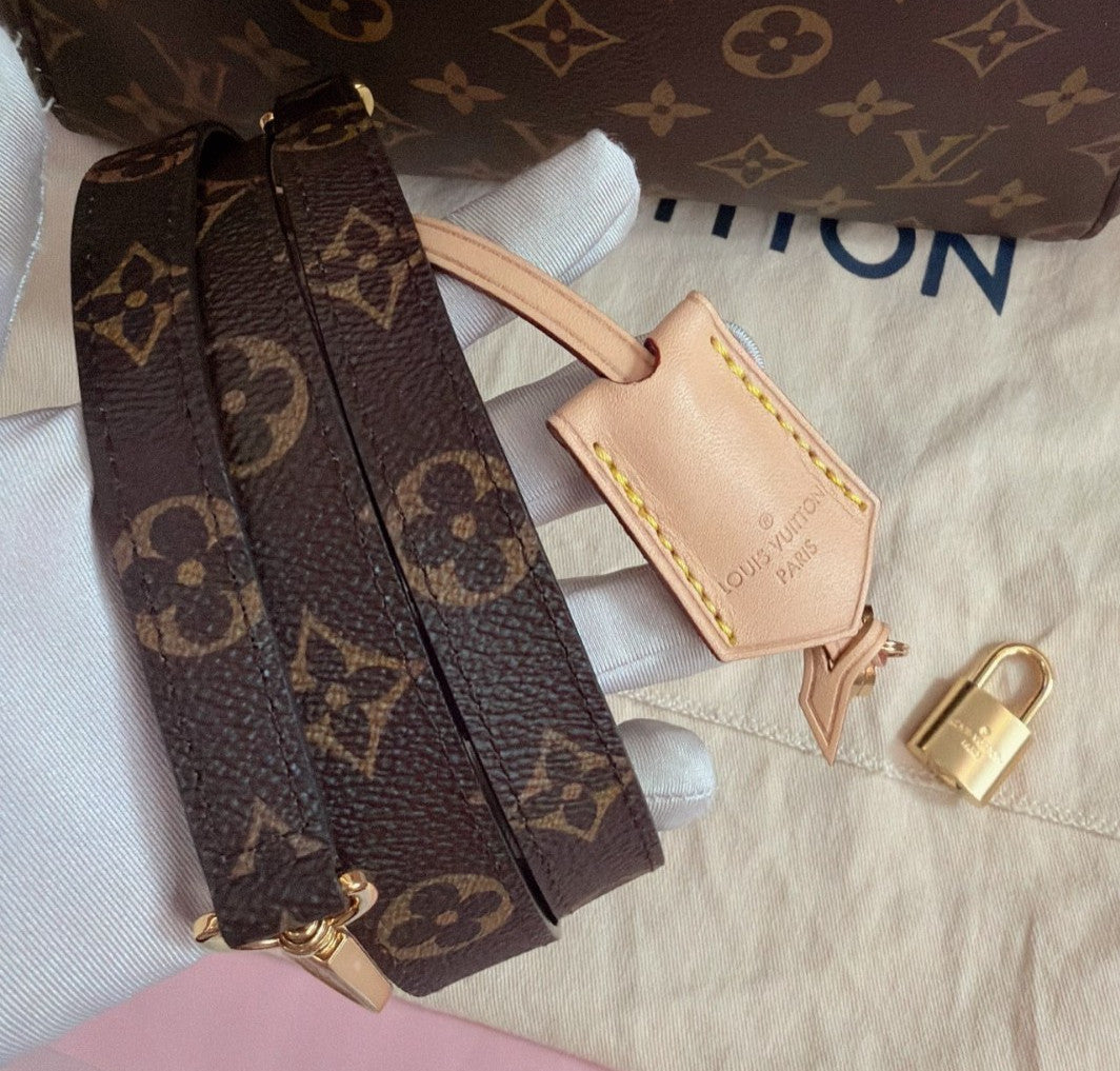 Louis Vuitton Montaigne BB Monogram Top Handle Crossbody Brown Women Classic