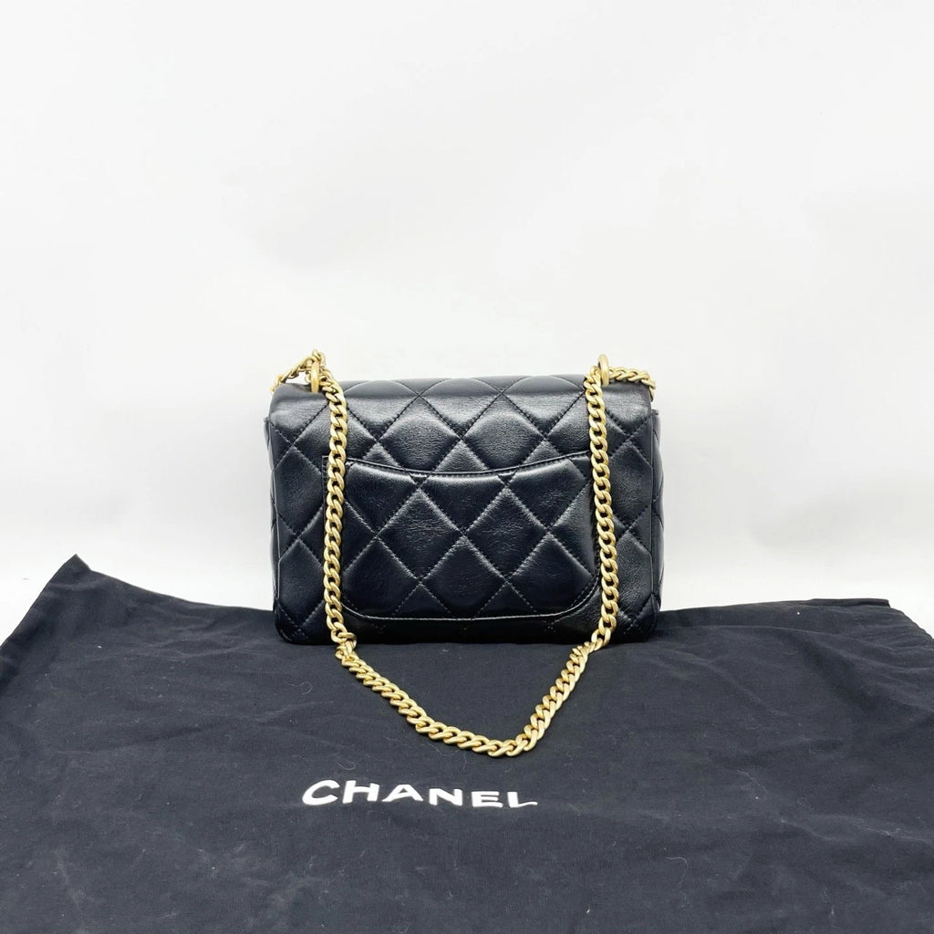 CHANEL Black CF Mini Lambskin Shoulder Crossbody Bag For Women