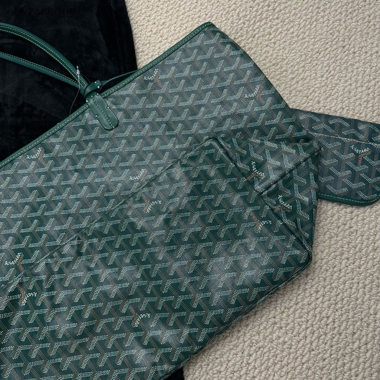 Goyard Saint Louis GM Canvas Monogram Tote Shoulder Bag With Pouch Women Green.
