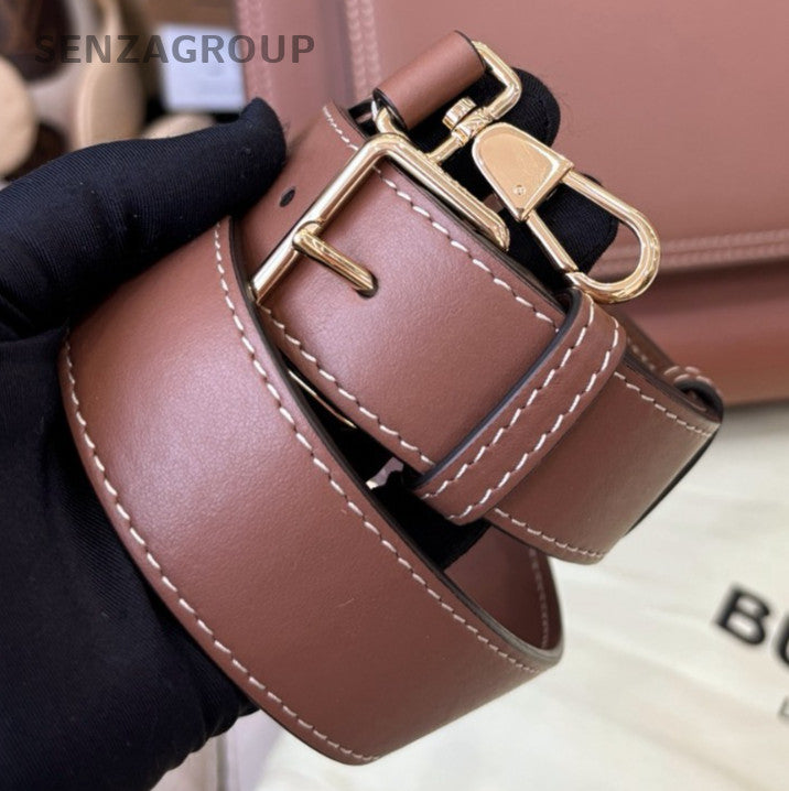 Burberry Pocket Bag 2Way Top Handle Bag Crossbody Brown Gold Women Classic