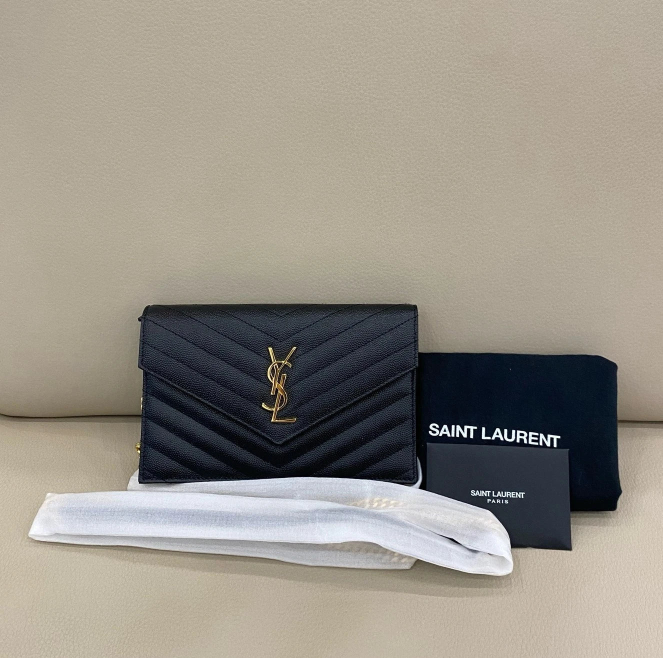 YSL Black Envelope WOC Crossbody Bag For Women