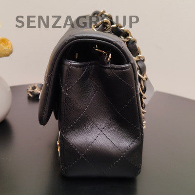Chanel Classic Quilted Lambskin Black Gold Chain Shoulder Crossbody Bag