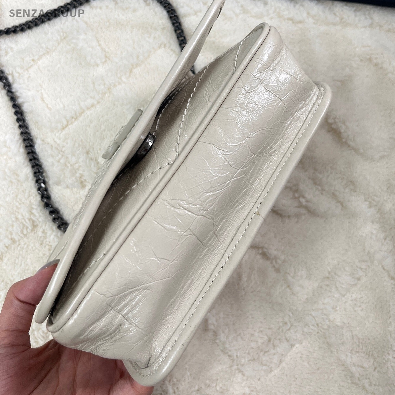 Saint Laurent Niki Mini Chain Shoulder Bag Silver Classic Women's